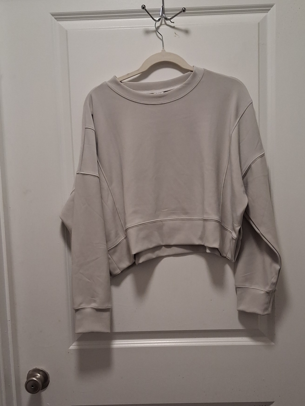 Cropped Crewneck Sweatshirt in Light Gray